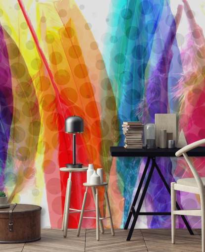 Colourful Feathers Abstract Wallpaper