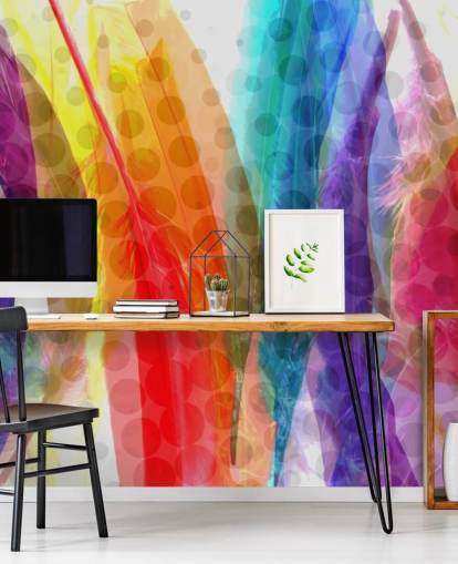 Kleurrijke veren abstract behang