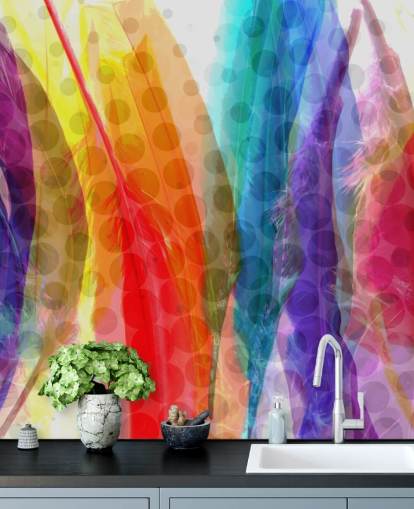 Bunte Federn Abstrakte Tapete