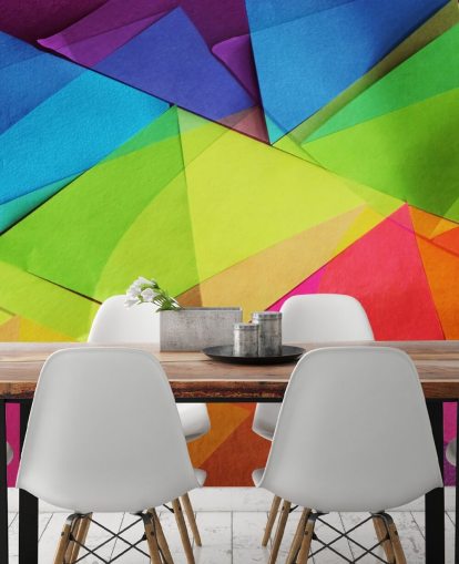 Gelaagd gekleurd papier behang