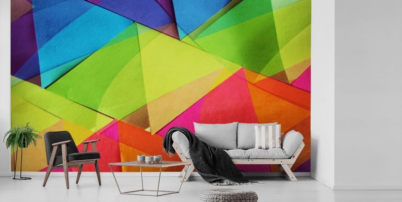 Gelaagd gekleurd papier behang