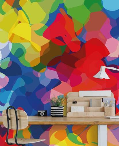 Decorazione murale con arte astratta a rete colorata