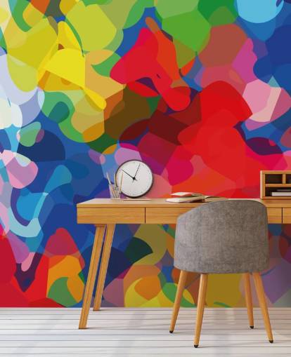Decorazione murale con arte astratta a rete colorata