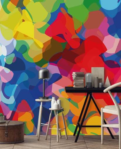 Peinture murale abstraite en maille colorée