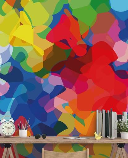 Decorazione murale con arte astratta a rete colorata
