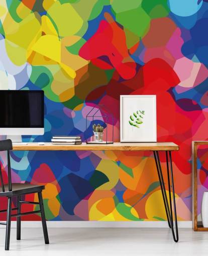 Decorazione murale con arte astratta a rete colorata