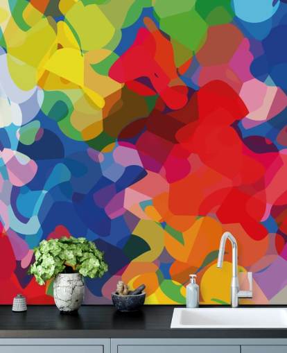 Fargerik Mesh Abstrakt Art Mural