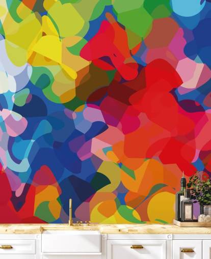 Fargerik Mesh Abstrakt Art Mural