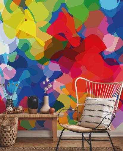 Peinture murale abstraite en maille colorée