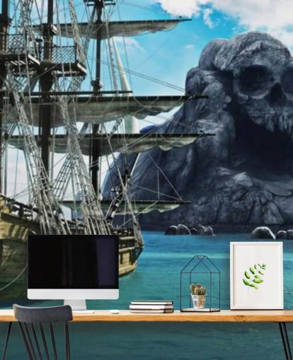 navio pirata e crânio ilha papel de parede navio pirata e crânio ilha papel de parede