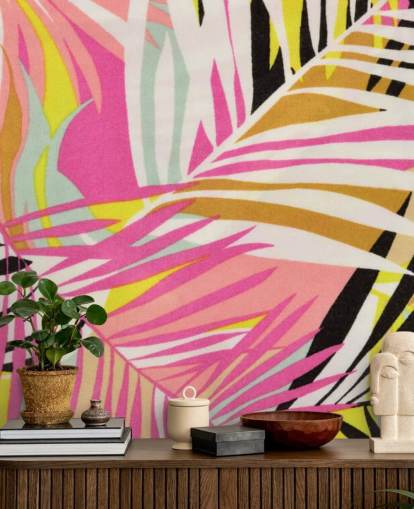 Papel pintado con estampado tropical vibrante Papel pintado con estampado tropical vibrante