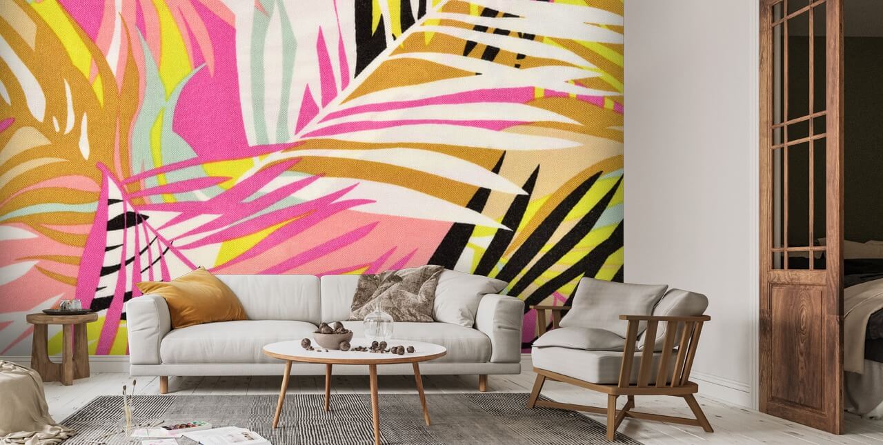 Vibrant Tropical Pattern Wallpaper | Wallsauce US, image size:1280x645