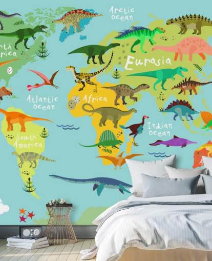 dinosaurios en un fondo de pantalla de mapa para niños