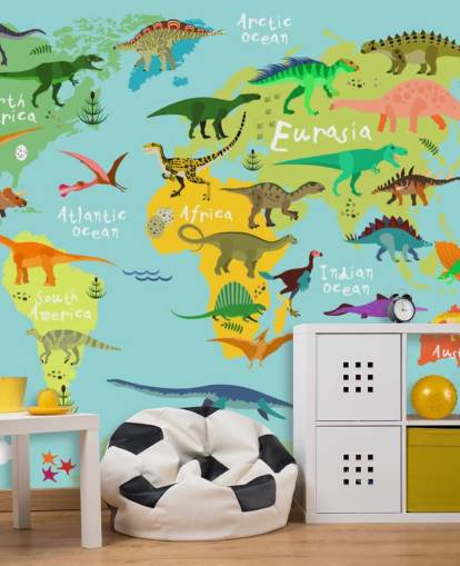 dinossauros em um papel de parede de mapa infantil dinossauros em um papel de parede de mapa infantil