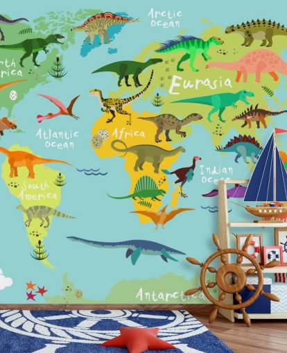 Dinosaurier auf einer Kinderkarten-Tapete
