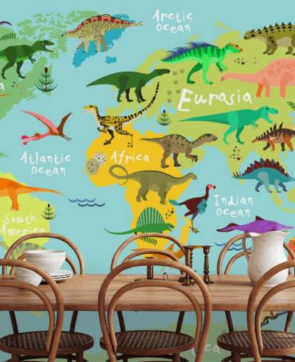dinosaurios en un fondo de pantalla de mapa para niños