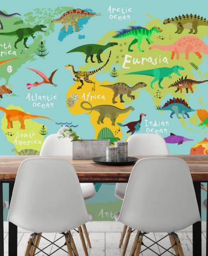 Dinosaurier auf einer Kinderkarten-Tapete Dinosaurier auf einer Kinderkarten-Tapete