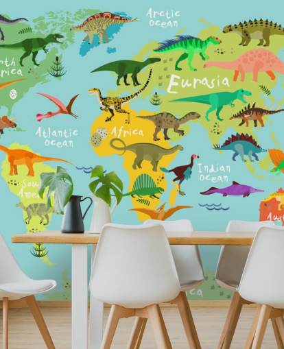 Dinosaurier auf einer Kinderkarten-Tapete