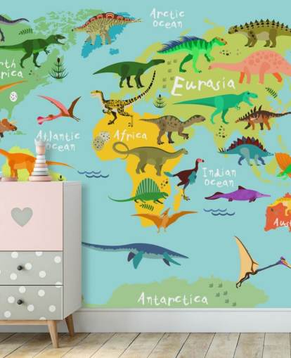 dinosaurer på et barnekart tapet dinosaurer på et barnekart tapet