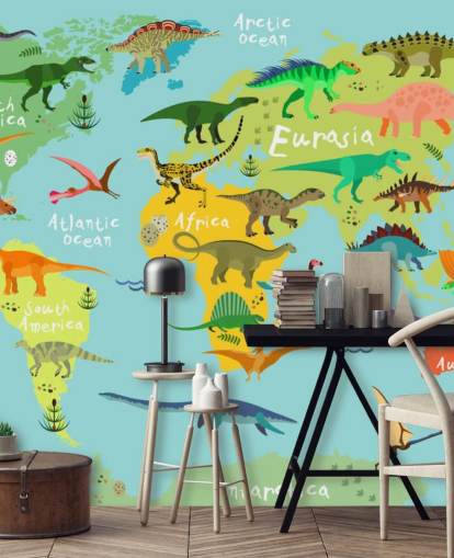 dinosaurios en un fondo de pantalla de mapa para niños