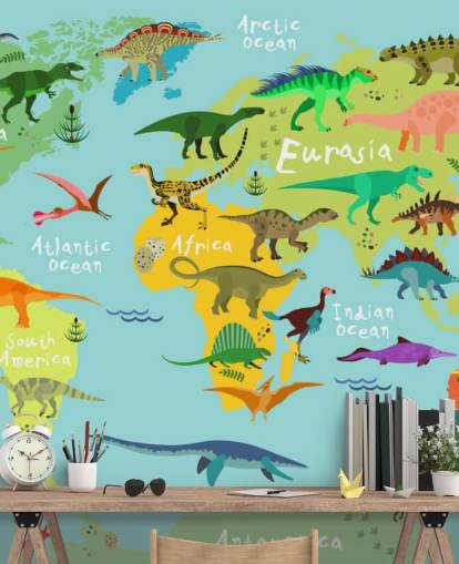 dinosaurios en un fondo de pantalla de mapa para niños