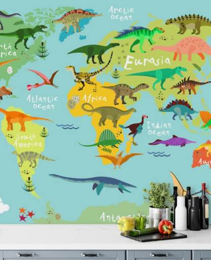 Dinosaurier auf einer Kinderkarten-Tapete