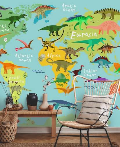 dinosaurios en un fondo de pantalla de mapa para niños