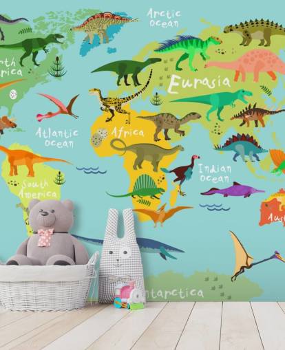 dinosaurios en un fondo de pantalla de mapa para niños