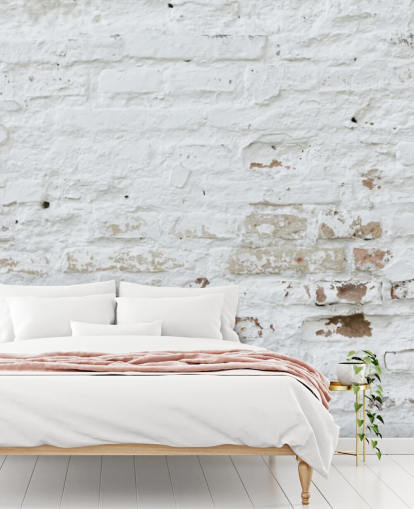 mural de papel pintado de ladrillo blanco llamado Ladrillo blanco envejecido para dormitorios, cocinas y oficinas