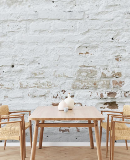 hvid mursten tapet vægmaleri kaldet Distressed White Brick til soveværelser, køkkener og kontorer hvid mursten tapet vægmaleri kaldet Distressed White Brick til soveværelser, køkkener og kontorer