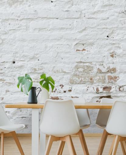 mural de papel de parede de tijolo branco chamado Distressed White Brick para quartos, cozinhas e escritórios