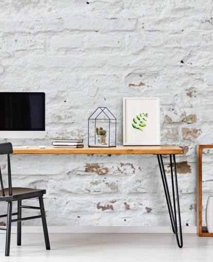 witte bakstenen muurschildering genaamd Distressed White Brick voor slaapkamers, keukens en kantoren