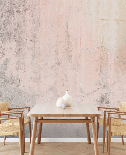 rosafarbenes Betontapeten-Wandbild namens Pale Pink Concrete für Schlafzimmer und Küchen aus Wallsauce