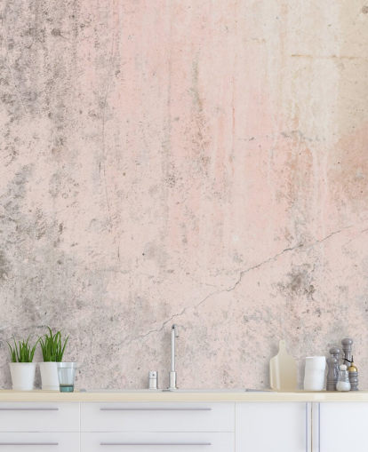 mural de papel de parede de concreto rosa chamado Pale Pink Concrete para quartos e cozinhas da Wallsauce