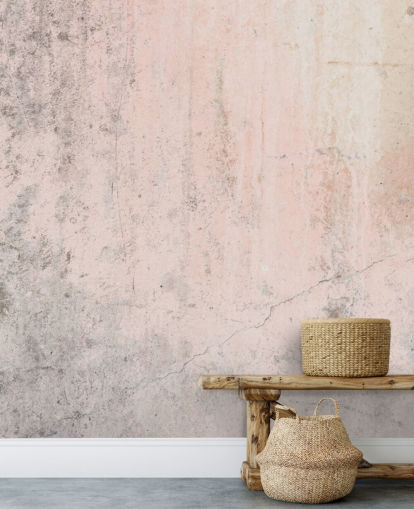 mural de papel pintado de hormigón rosa llamado Pale Pink Concrete para dormitorios y cocinas de Wallsauce