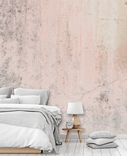 mural de papel pintado de hormigón rosa llamado Pale Pink Concrete para dormitorios y cocinas de Wallsauce