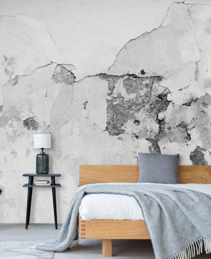 Cracked Gray and White Concrete Wall Mural