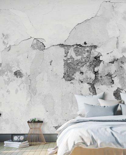 Mural de pared de hormigón gris y blanco agrietado