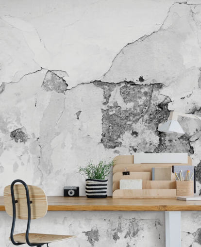 Mural de pared de hormigón gris y blanco agrietado