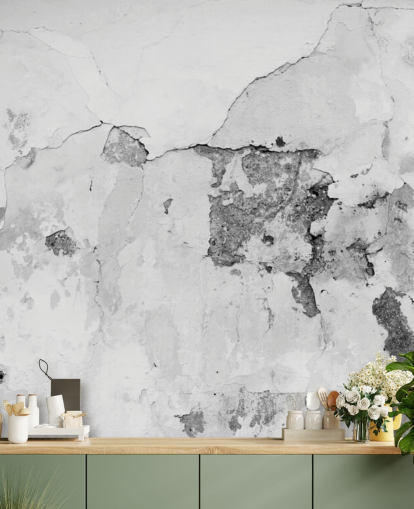 Mural de pared de hormigón gris y blanco agrietado