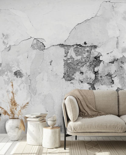 Cracked Gray and White Concrete Wall Mural Cracked Gray and White Concrete Wall Mural