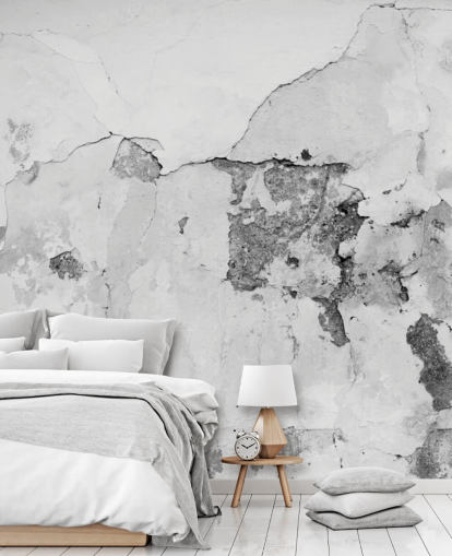 Mural de pared de hormigón gris y blanco agrietado