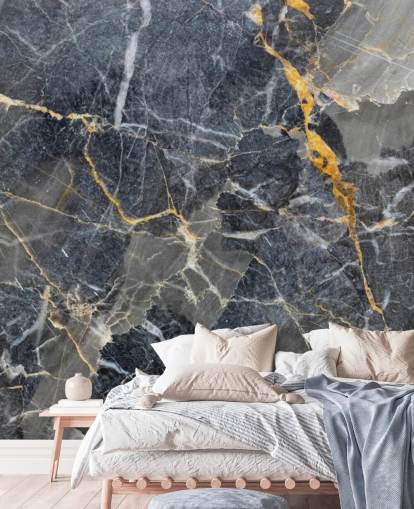 grey and gold marble wallpaper mural called Grey with Gold Marble for bathrooms or kitchens