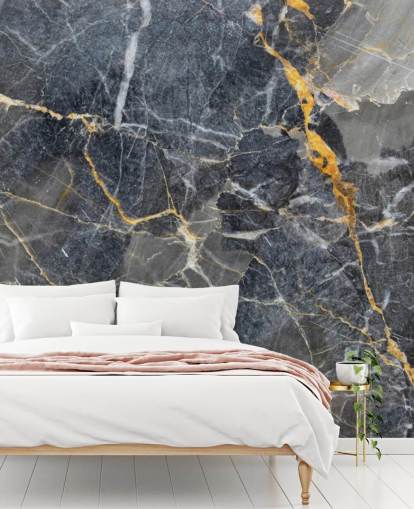 grey and gold marble wallpaper mural called Grey with Gold Marble for bathrooms or kitchens