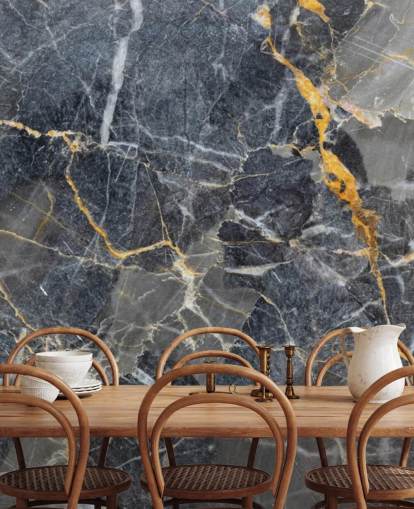 Tapetentapete aus grauem und goldenem Marmor namens Grey with Gold Marble für Badezimmer oder Küchen Tapetentapete aus grauem und goldenem Marmor namens Grey with Gold Marble für Badezimmer oder Küchen