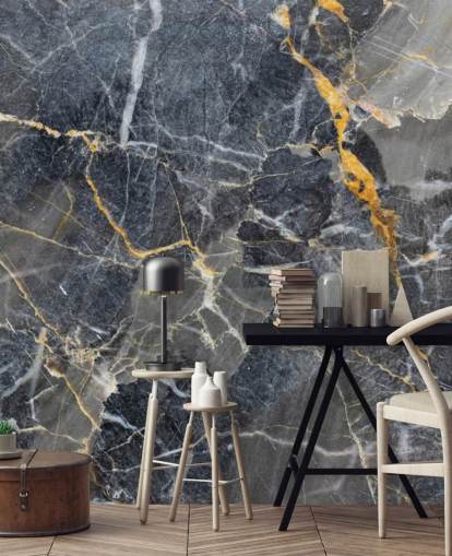 grey and gold marble wallpaper mural called Grey with Gold Marble for bathrooms or kitchens