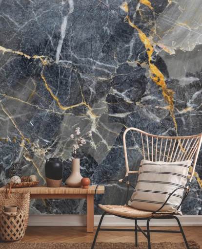 mural de papel pintado de mármol gris y dorado llamado Grey with Gold Marble para baños o cocinas mural de papel pintado de mármol gris y dorado llamado Grey with Gold Marble para baños o cocinas