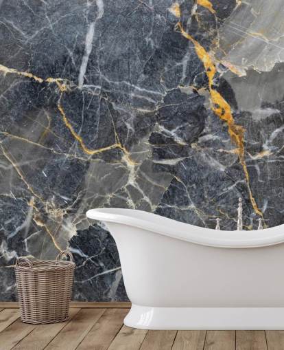 gray and gold marble wallpaper mural called Gray with Gold Marble for bathrooms or kitchens