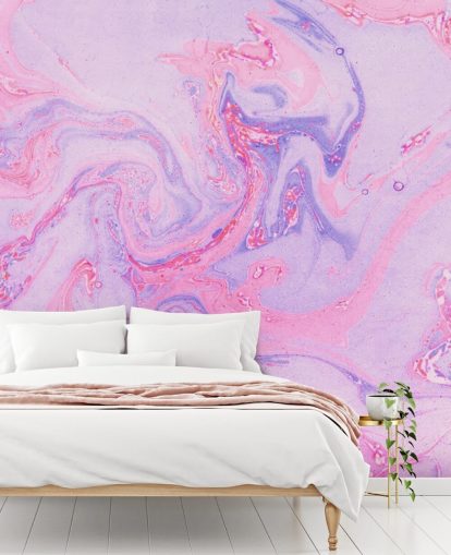 Papier peint en marbre rose et violet