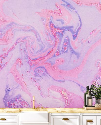 Papier peint en marbre rose et violet